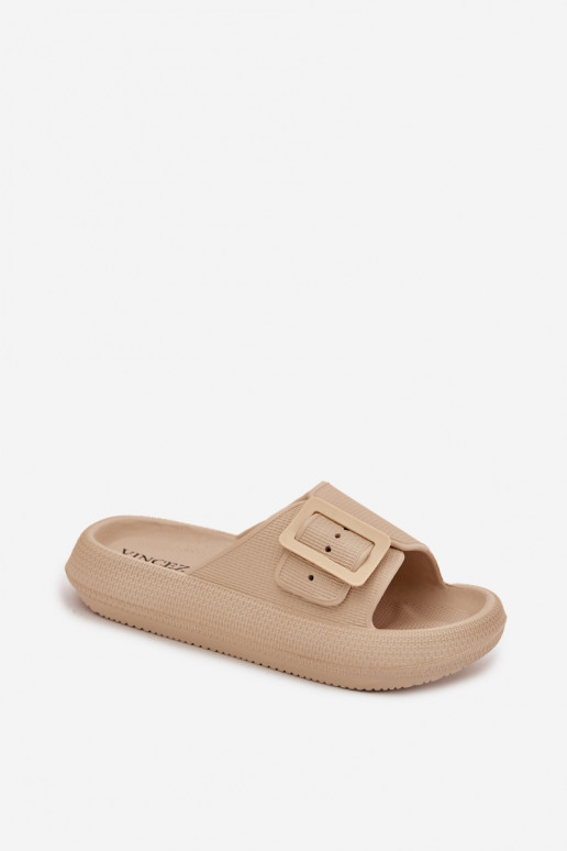 Leichte Hausschuhe Damenhausschuhe mit Schnallen Vinceza 75207 Beige Leichte Hausschuhe Damenhausschuhe mit Schnallen Vinceza 75207 Beige