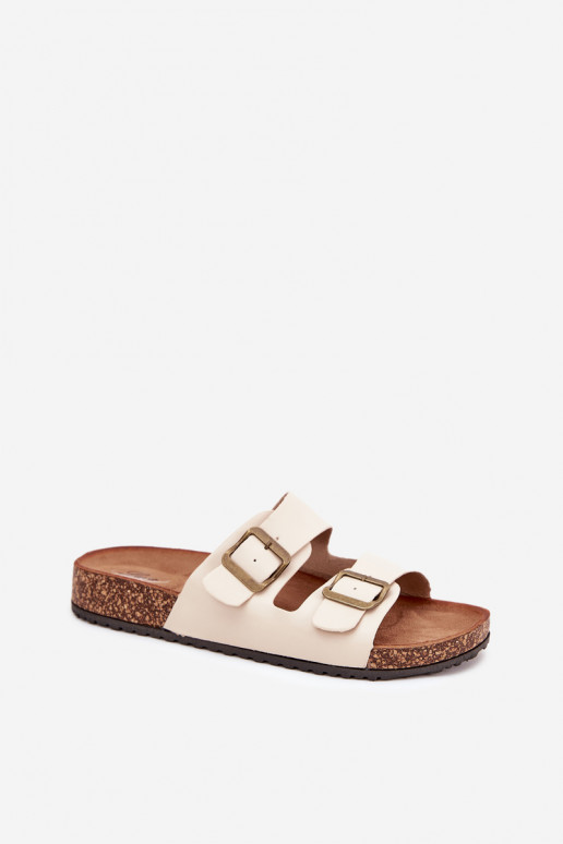 Feminin Hausschuhe mit einer Plattform mit Schnallen Beige Vesina Feminin Hausschuhe mit einer Plattform mit Schnallen Beige Vesina