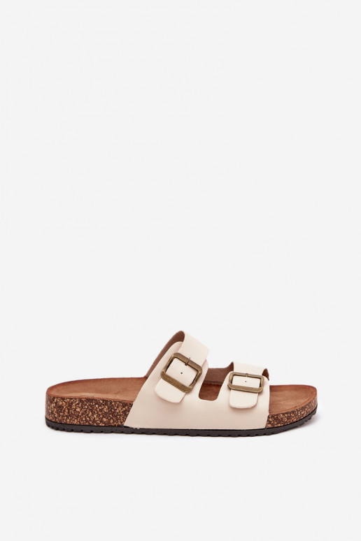 Feminin Hausschuhe mit einer Plattform mit Schnallen Beige Vesina Feminin Hausschuhe mit einer Plattform mit Schnallen Beige Vesina