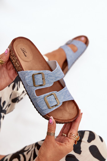 Feminin Hausschuhe mit einer Plattform mit Schnallen Jasny Jeans Vesina