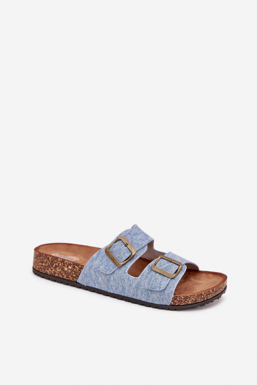 Feminin Hausschuhe mit einer Plattform mit Schnallen Jasny Jeans Vesina Feminin Hausschuhe mit einer Plattform mit Schnallen Jasny Jeans Vesina