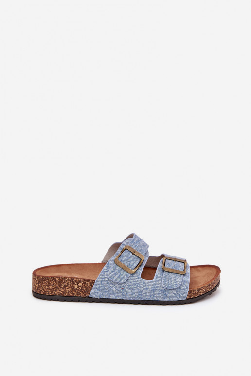 Feminin Hausschuhe mit einer Plattform mit Schnallen Jasny Jeans Vesina Feminin Hausschuhe mit einer Plattform mit Schnallen Jasny Jeans Vesina