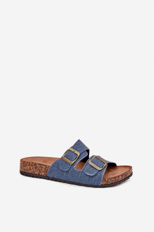 Feminin Hausschuhe mit einer Plattform mit Schnallen Dunkel Jeans Vesina Feminin Hausschuhe mit einer Plattform mit Schnallen Dunkel Jeans Vesina