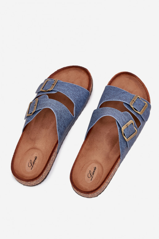 Feminin Hausschuhe mit einer Plattform mit Schnallen Dunkel Jeans Vesina Feminin Hausschuhe mit einer Plattform mit Schnallen Dunkel Jeans Vesina