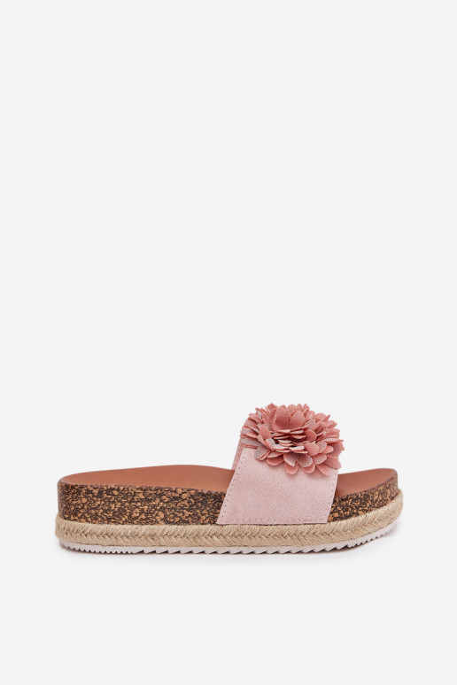 Damenhausschuhe mit einer Plattform Mit Dekorationeni mit floralen Motivenkami pinke Farbe Tessara Damenhausschuhe mit einer Plattform Mit Dekorationeni mit floralen Motivenkami pinke Farbe Tessara