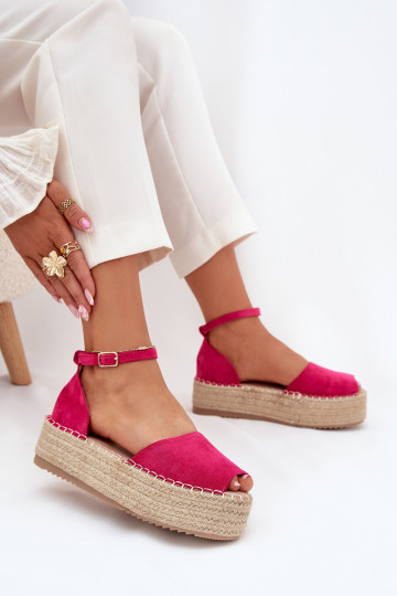 Sandalen Espadrilles mit einer Plattform Mit Zopf pinke Farbe Selise
