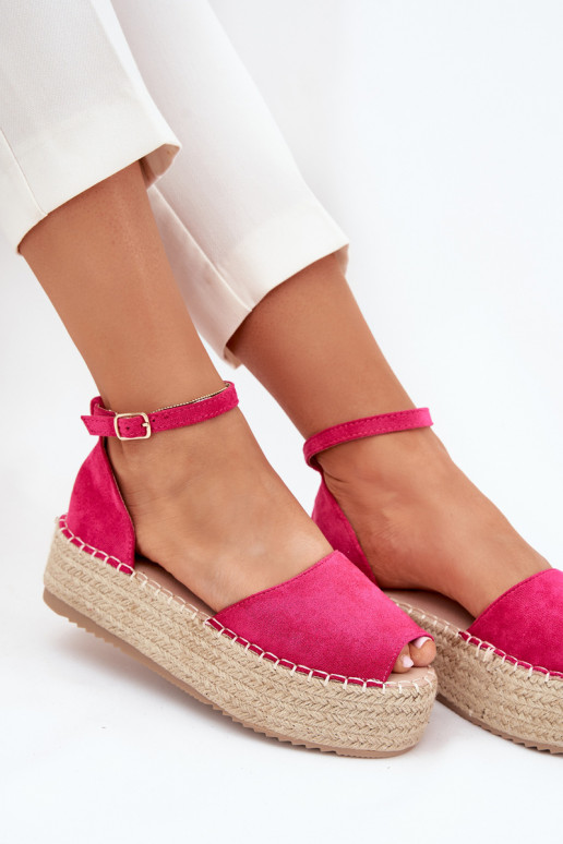 Sandalen Espadrilles mit einer Plattform Mit Zopf pinke Farbe Selise Sandalen Espadrilles mit einer Plattform Mit Zopf pinke Farbe Selise