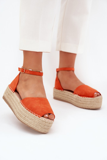 Sandalen Espadrilles mit einer Plattform Mit Zopf orange Farbe Selise