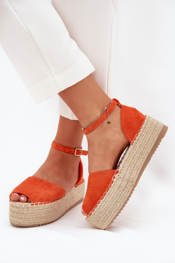 Sandalen Espadrilles mit einer Plattform Mit Zopf orange Farbe Selise 2