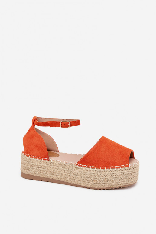 Sandalen Espadrilles mit einer Plattform Mit Zopf orange Farbe Selise Sandalen Espadrilles mit einer Plattform Mit Zopf orange Farbe Selise