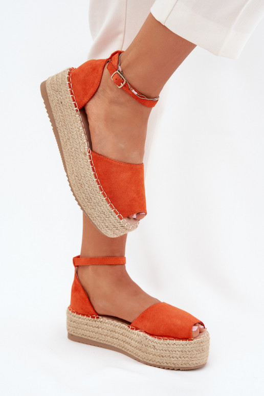 Sandalen Espadrilles mit einer Plattform Mit Zopf orange Farbe Selise Sandalen Espadrilles mit einer Plattform Mit Zopf orange Farbe Selise