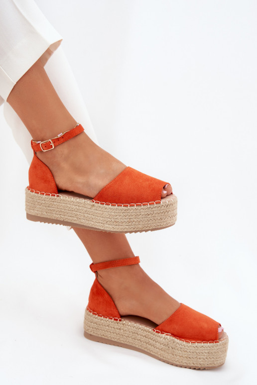 Sandalen Espadrilles mit einer Plattform Mit Zopf orange Farbe Selise Sandalen Espadrilles mit einer Plattform Mit Zopf orange Farbe Selise