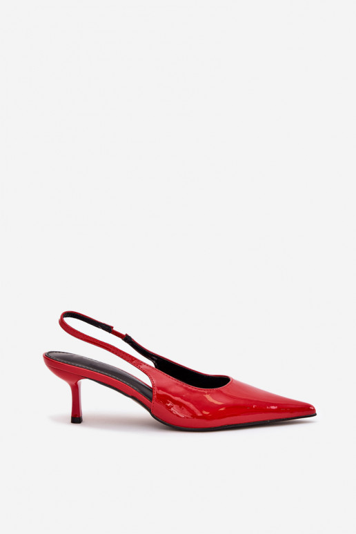 mit Lackeffekt Schuhe mit dünnen Absätzen mit offener Ferse rote Farbe Talira mit Lackeffekt Schuhe mit dünnen Absätzen mit offener Ferse rote Farbe Talira