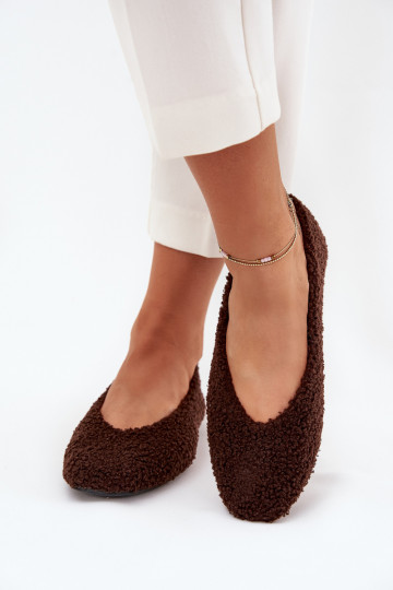 Damen schokoladenfarbene Ballerinas mit Fell Zimira 2