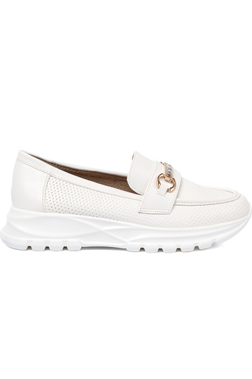 Zueiße Farbe Mokassins z dekoracyjnym goldenm elementem. 2