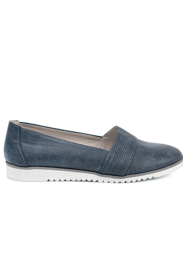 Dunkelblau Mokassins auf einer Zueißen Sohle 2