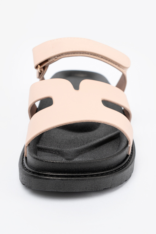 Beige Hausschuhe mit Riemen Klettverschluss