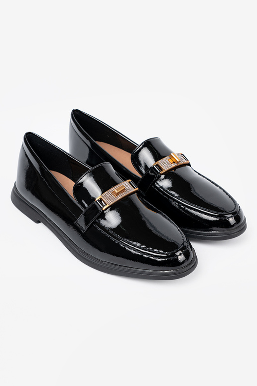 Eleganter Stil lackiert Mokassins z złotą ozdobą Eleganter Stil lackiert Mokassins z złotą ozdobą