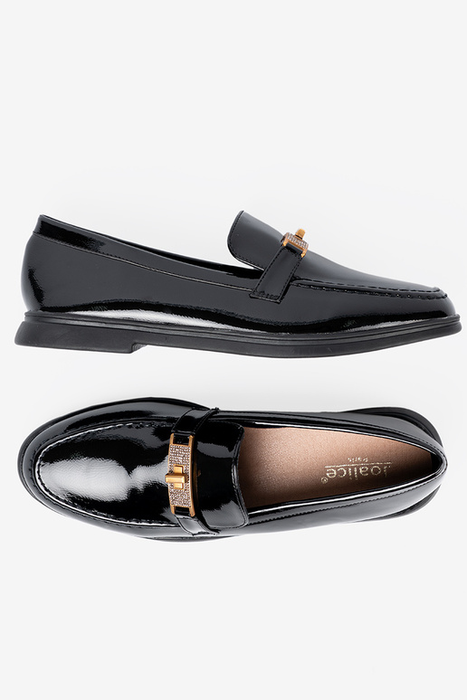 Eleganter Stil lackiert Mokassins z złotą ozdobą Eleganter Stil lackiert Mokassins z złotą ozdobą