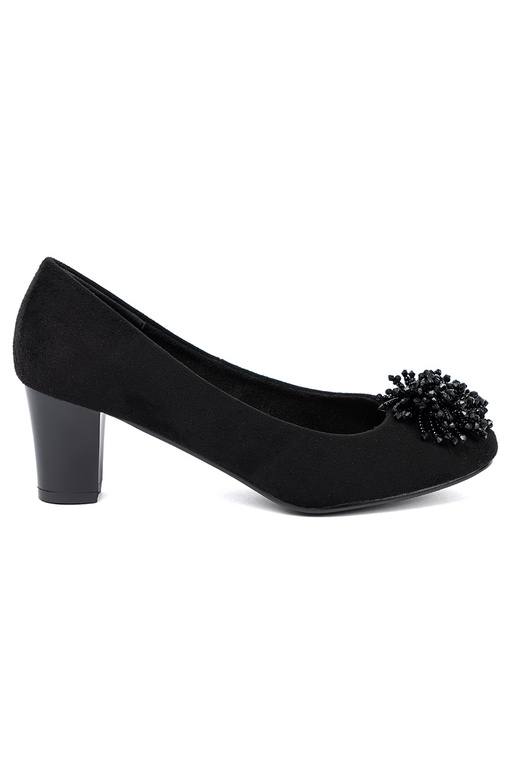 schZuarze Farbe High Heels z ozdobną broszką z koralikóZu