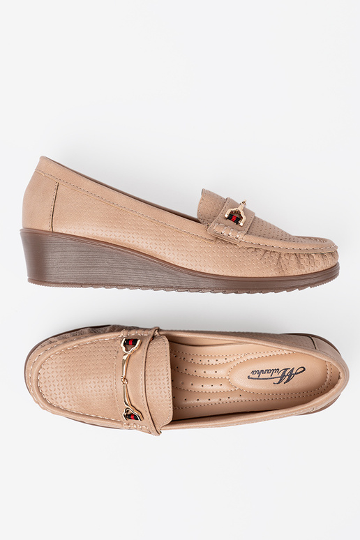 Beige Halbschuhe ze goldenm zdobieniem