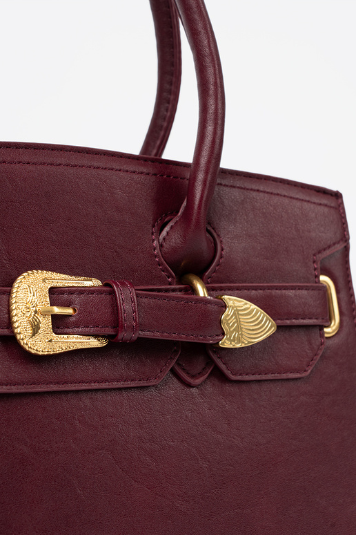 Burgund Handtasche mit Zierschnalle Zu goldenm kolorze