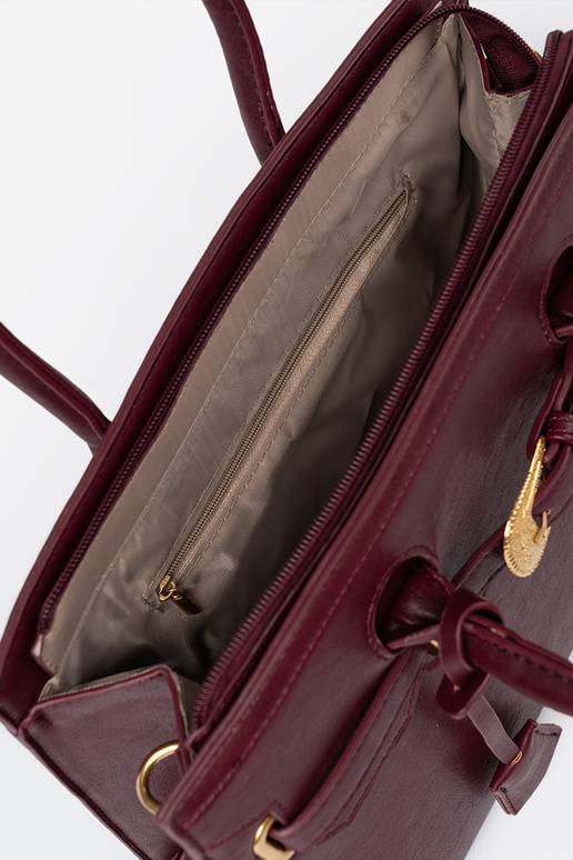 Burgund Handtasche mit Zierschnalle Zu goldenm kolorze