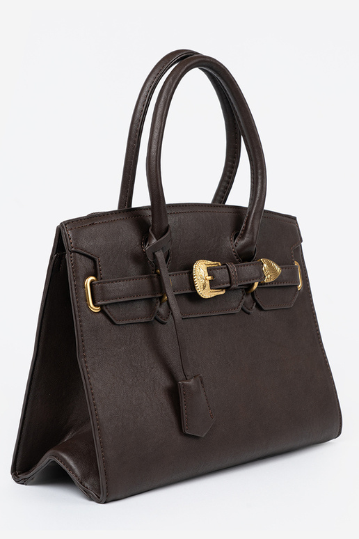 Dunkelbraun Handtasche mit Zierschnalle Zu goldenm kolorze