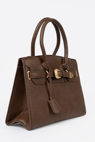 Braun Handtasche mit Zierschnalle Zu goldenm kolorze