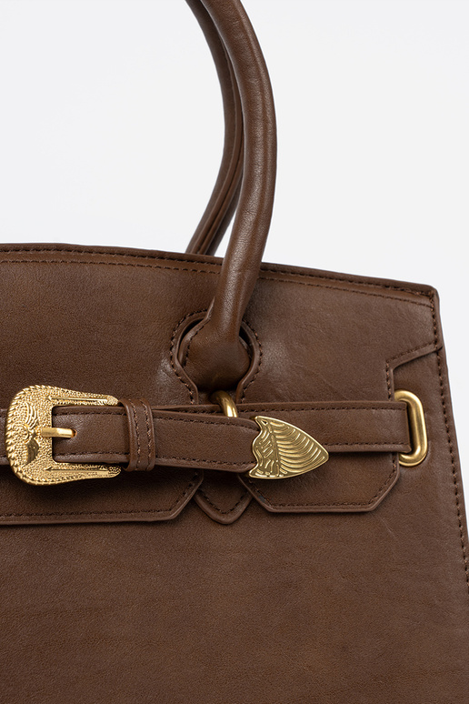 Braun Handtasche mit Zierschnalle Zu goldenm kolorze