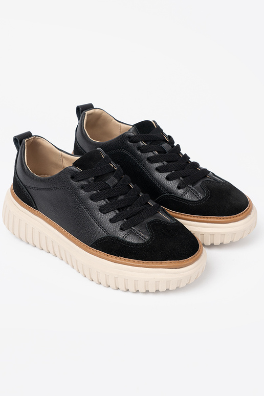 schZuarze Farbe Sneakers Stilvollllschuhe Haut na Beigej platformie Sergio Leone