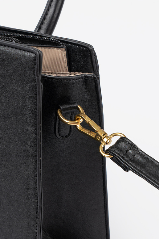 SchZuarz Handtasche mit Zierschnalle Zu goldenm kolorze