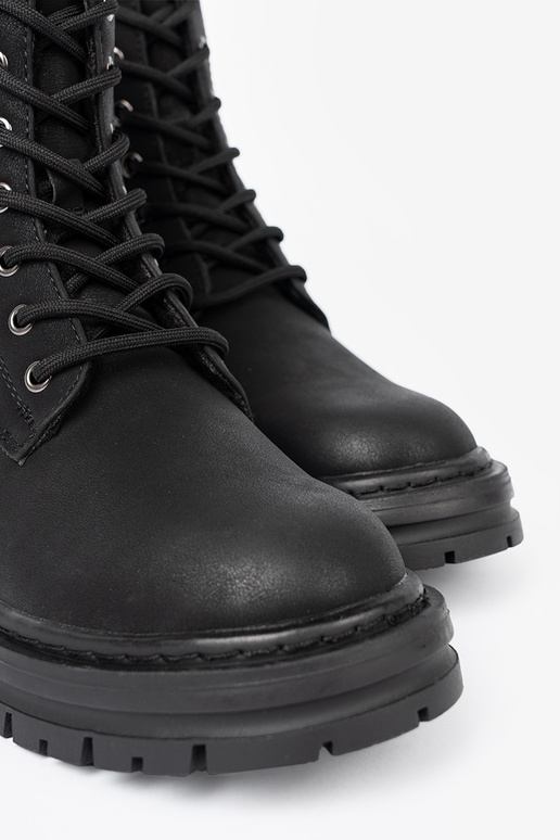 schZuarze Farbe Frauen Schuhee z Schnürsenkelm i bieżnikiem Sergio Leone