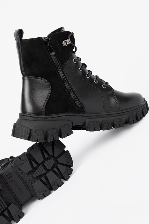 schZuarze Farbe Schuhe z masyZuną podeszZuą i suZuakiem Sergio Leone