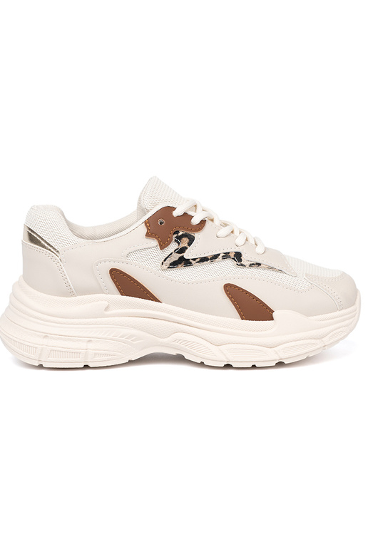 Beige Sneakers modellieren Schuhe mit einem massiven Plateau