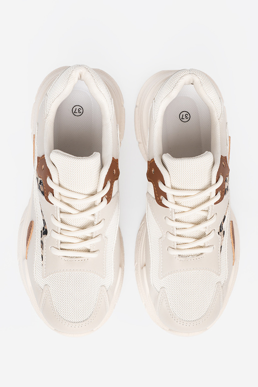 Beige Sneakers modellieren Schuhe mit einem massiven Plateau