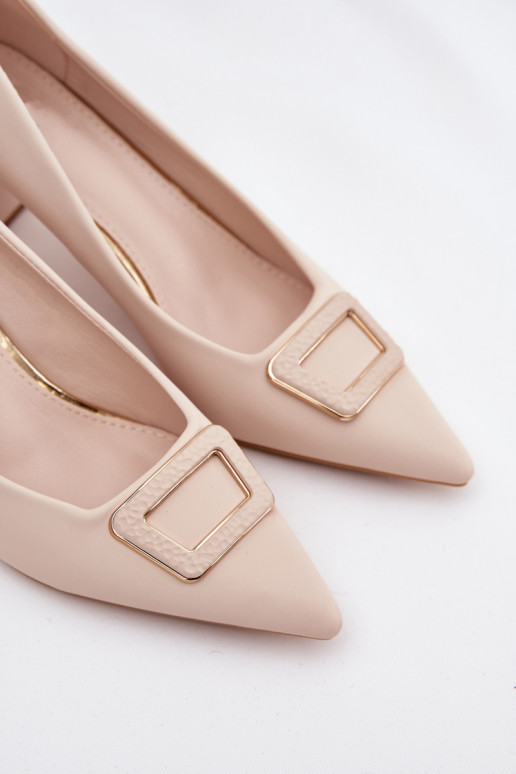 Schuhe mit Absätzen dekorieren mit Schnallen Beige Seriva