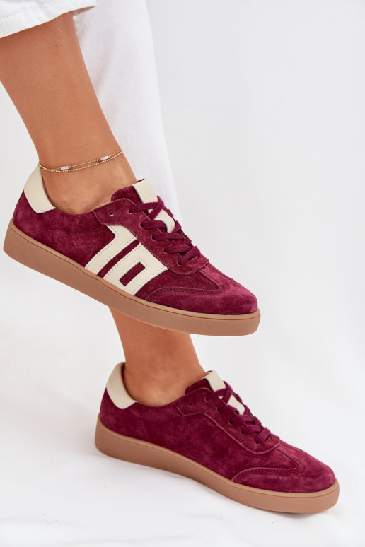 aus INildleder Sneakers Stilvollllschuhe Feminin Vinceza 79557 Burgund
