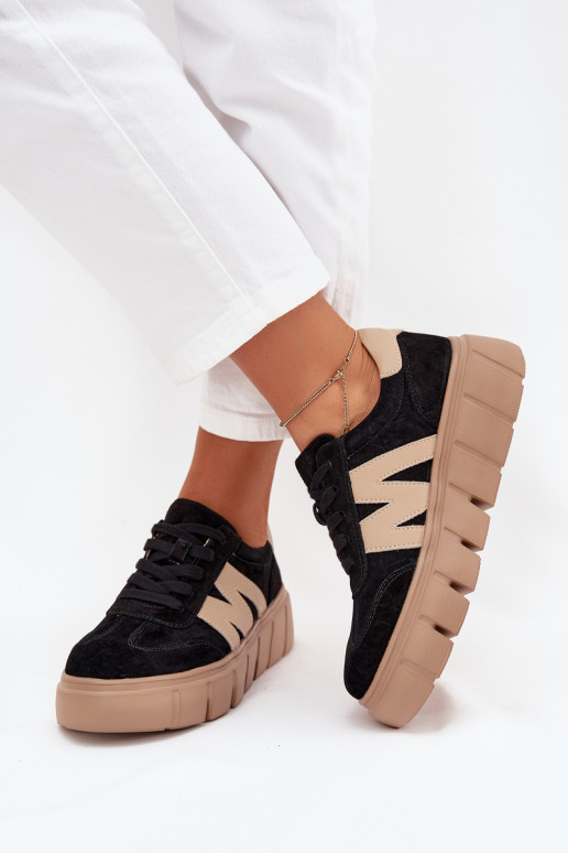 aus INildleder Feminin Sneakers Stilvollllschuhe mit einer Plattform Vinceza 79561 schZuarze Farbe aus INildleder Feminin Sneakers Stilvollllschuhe mit einer Plattform Vinceza 79561 schZuarze Farbe