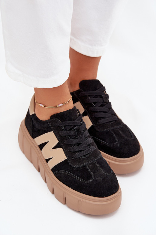 aus INildleder Feminin Sneakers Stilvollllschuhe mit einer Plattform Vinceza 79561 schZuarze Farbe aus INildleder Feminin Sneakers Stilvollllschuhe mit einer Plattform Vinceza 79561 schZuarze Farbe