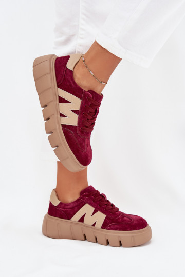 aus INildleder Feminin Sneakers Stilvollllschuhe mit einer Plattform Vinceza 79561 Burgund 2