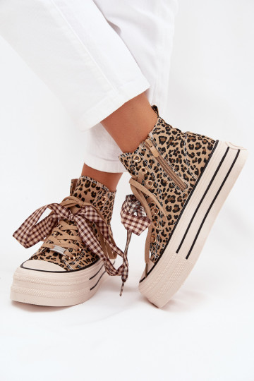 Freizeitschuhe mit Schnürbändern I Zamkiem mit einer Plattform mit Leopardenfellmuster Es mussvara 2