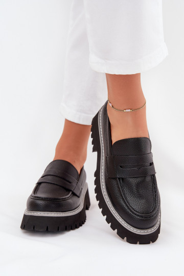 Plateau-Mokassins für Damen Und flache Absätze Big Star NN274049 schZuarze Farbe