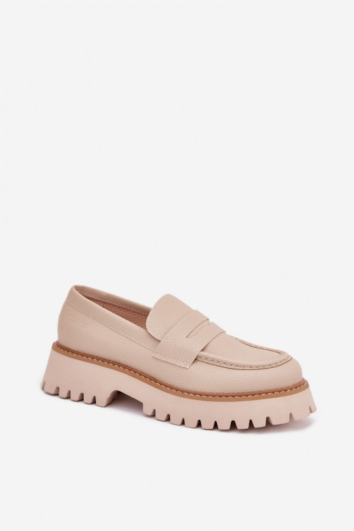 Plateau-Mokassins für Damen Und flache Absätze Big Star NN274050 Beige