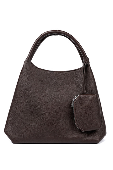 Elegant Braun Handtasche z kosmetyczką Zu środku 2
