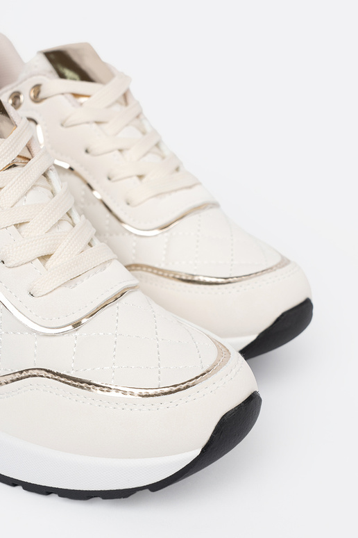 Beige Sneakers Stilvollllschuhe z połyskującymi goldenmi akcentami