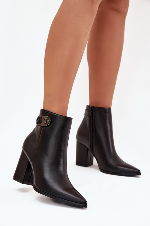 Damenstiefel Mit Dekorationen Detalem schZuarze Farbe Tharina