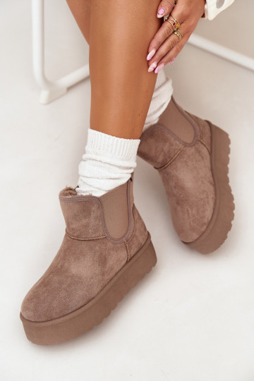 Feminin SchneestiefelElastyczną INstaZuką Khaki-Farbe Kiora