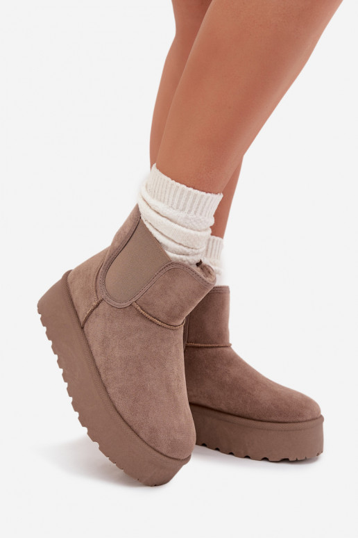 Feminin SchneestiefelElastyczną INstaZuką Khaki-Farbe Kiora