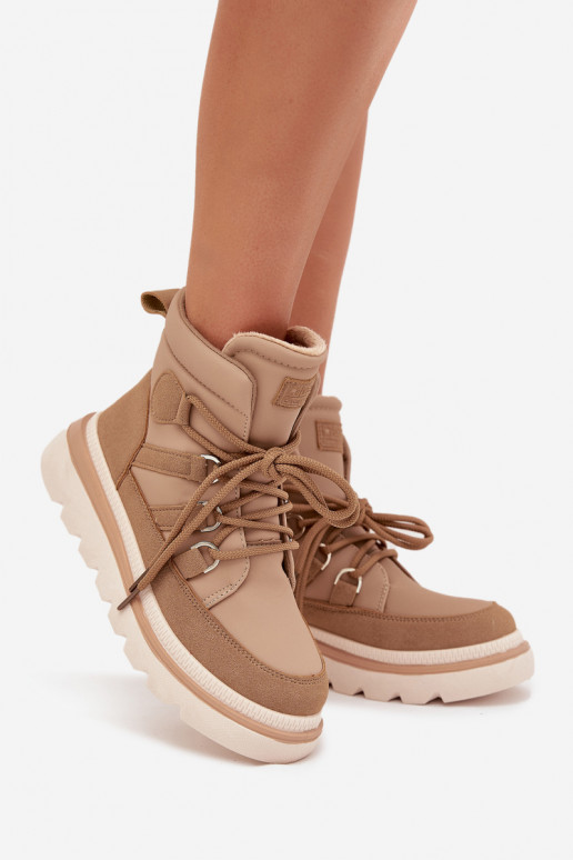 Damenstiefel mit einer Plattform braune Farbe Liorae Damenstiefel mit einer Plattform braune Farbe Liorae